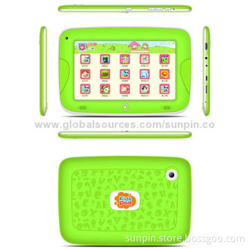 7-inch early education kids tablet PC 1024*600 TN with front/back camera 0.3/2.0mp Dual-core RK3168